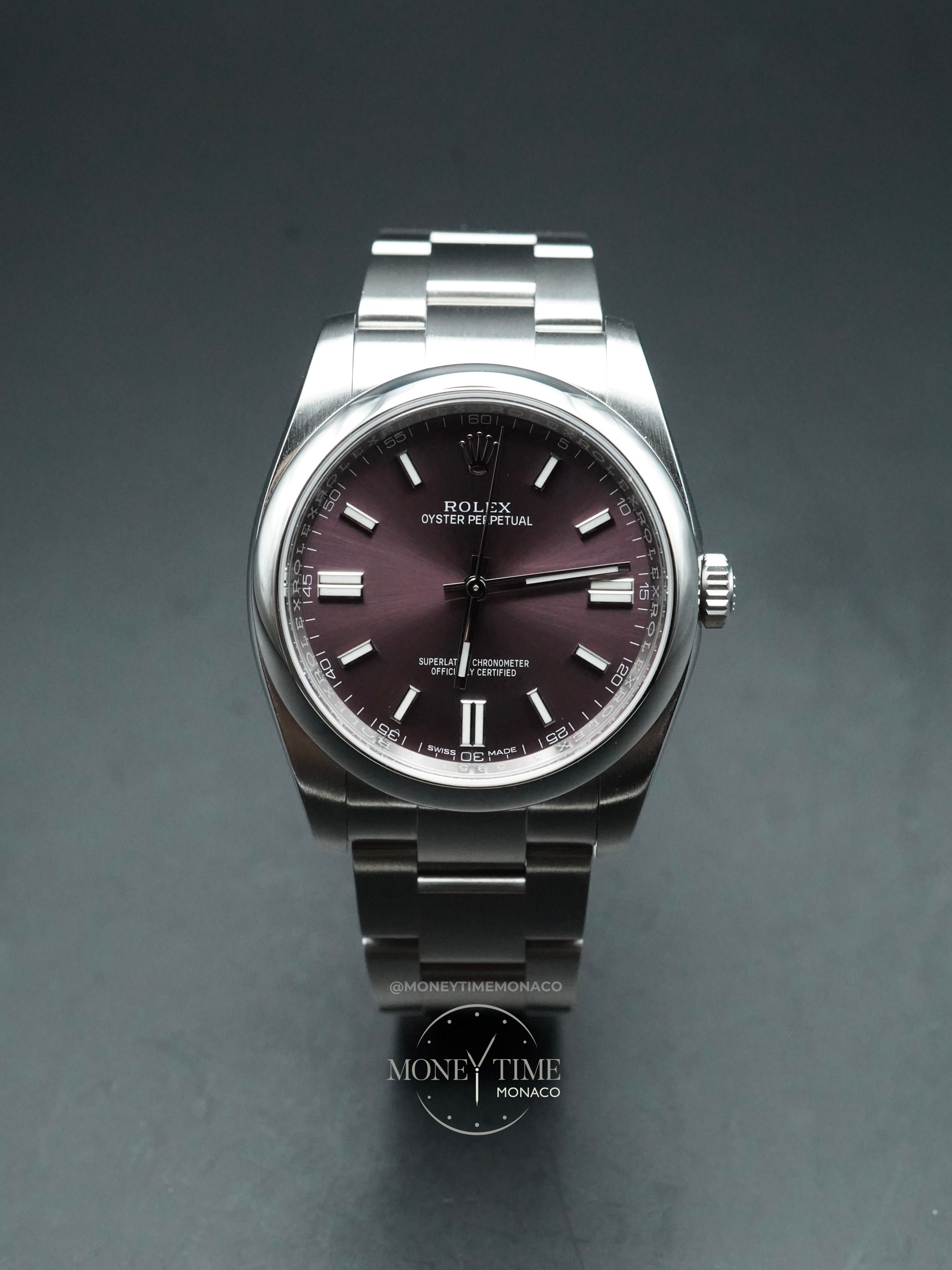 ROLEX OYSTER PERPETUAL 36 RED GRAPE (116000) - 2015 LIKE NEW FULL SET