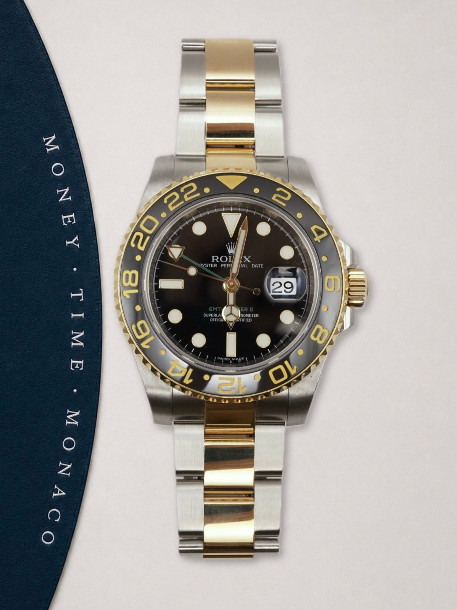 ROLEX GMT-MASTER II OR JAUNE ACIER (116713LN) - 2008 FULL SET