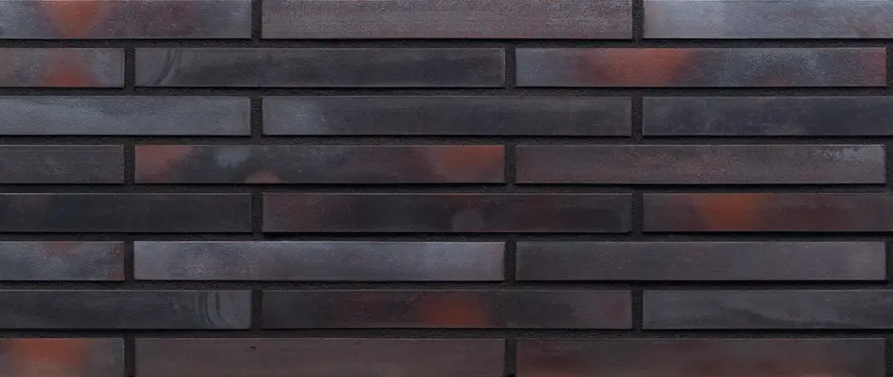 grey blue, charcoal, purple thin brick with rust accents