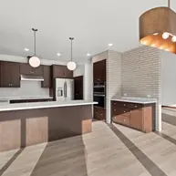 Interior design showcasing Pacific Pearl thin brick as a central architectural element