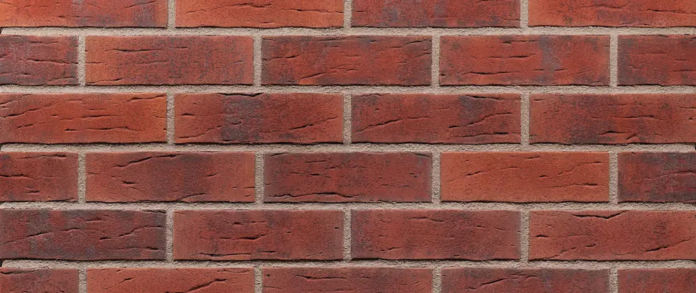 red, rust thin brick with purple accent