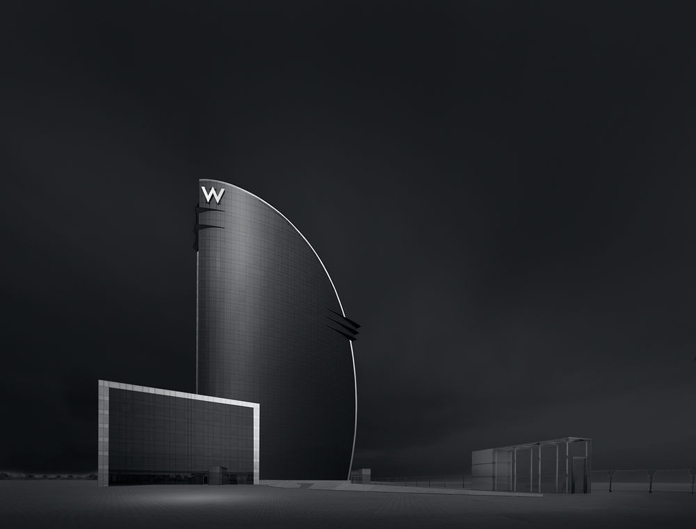 Architecture fine-art en noir et blanc, &eacute;tude de lignes et de volumes