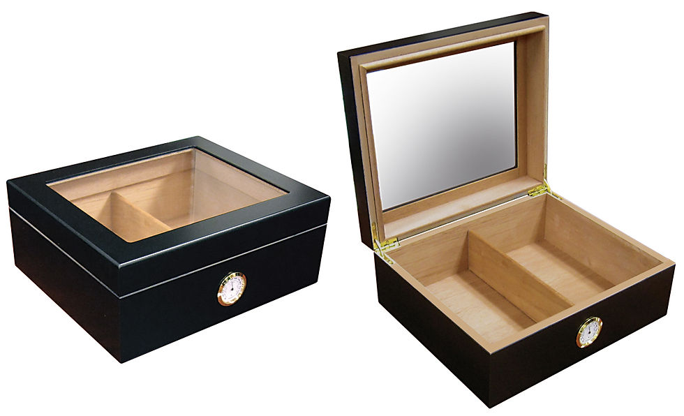 Thumbnail: Chalet Glasstop Black w/ Humidifier &amp; External Hygro. - 25-50 Ct.