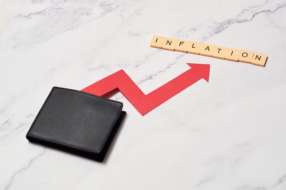 A picture of a wallet with an arrow describing incremental increase of inflation.