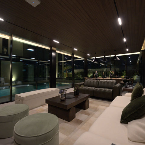 Luxury living room overlooking the swimming pool in Villa Sunae, Al Barsha Second Dubai