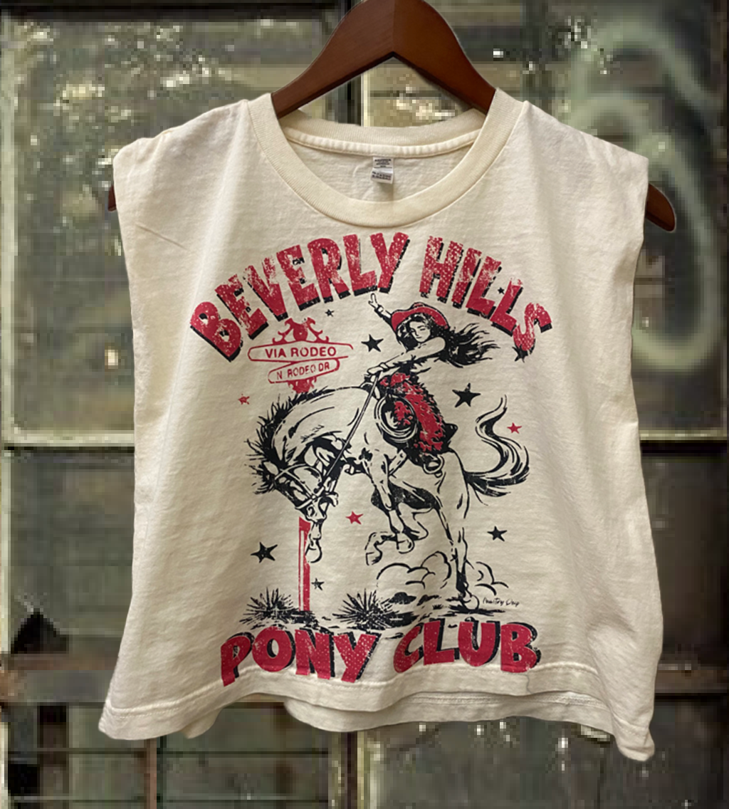 Beverly Hills Pink Pony Club Boxy Midriff Muscle top