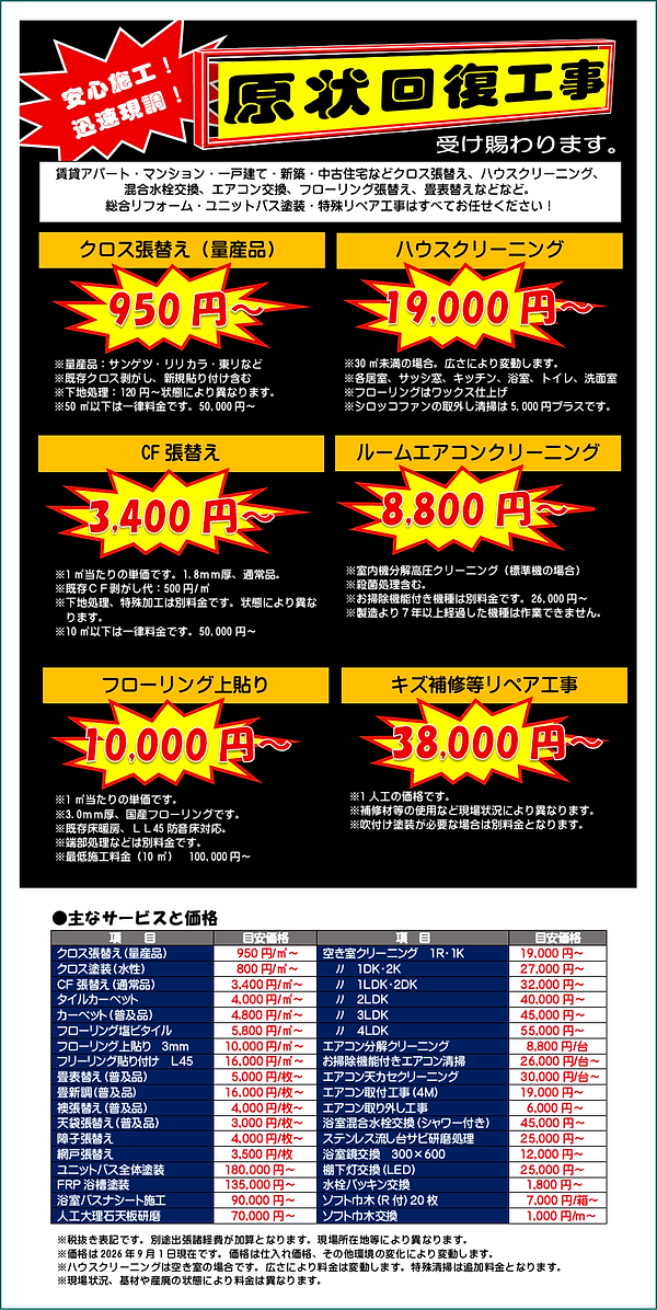 原状回復工事リスト