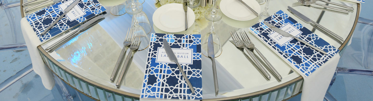 Lapis ball, gala, graphic design, Aga Khan Museum