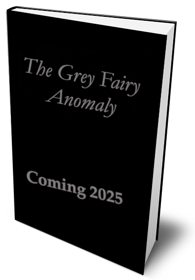 Blank book that says:
The Grey Fairy Anomaly
Coming 2025