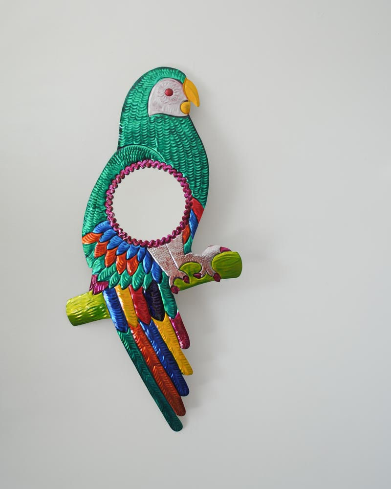 Thumbnail: Mexican Parrot Tin Mirror - Emerald