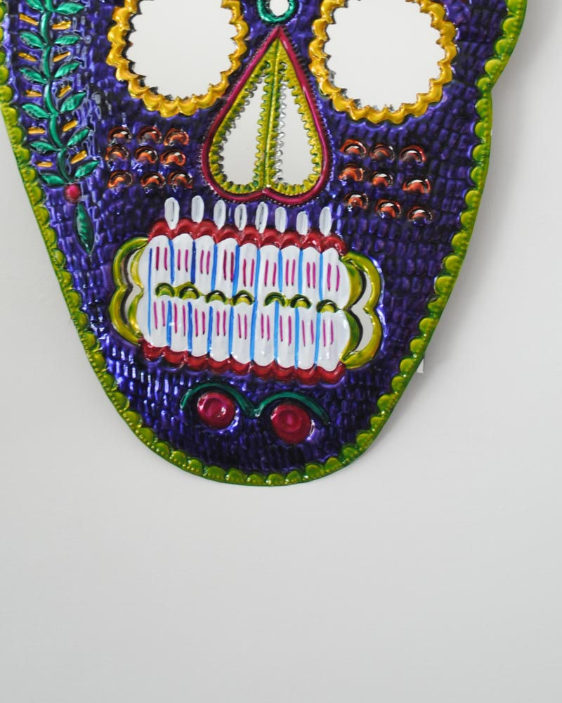 Thumbnail: Mexican Skull Tin Mirror - Purple