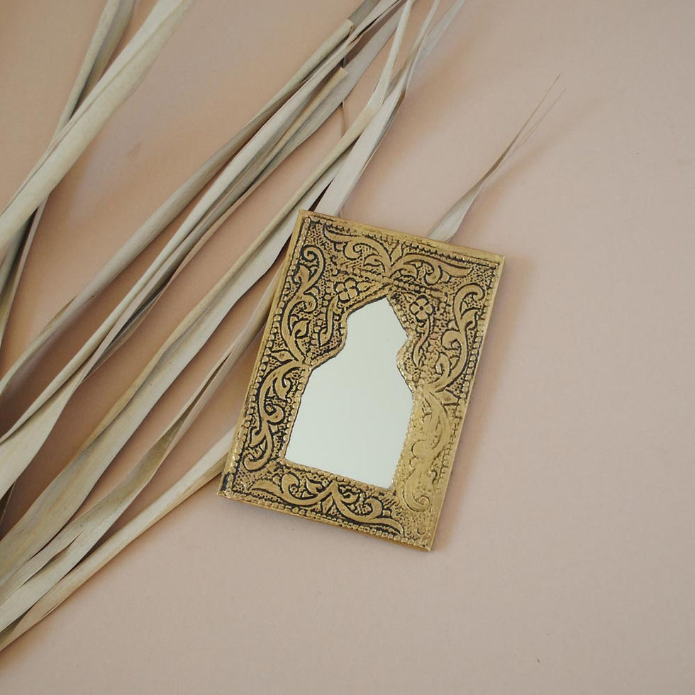 Thumbnail: Small Moroccan Etched Gold Mirror