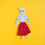 Thumbnail: Mexican Tin Decoration - Pink Skirt Skeleton