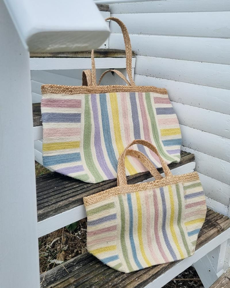 Thumbnail: Pastel Striped Jute Bag