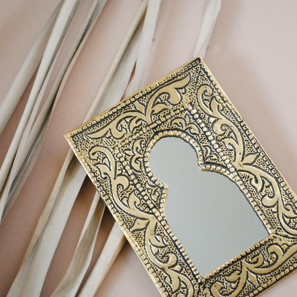 Thumbnail: Small Moroccan Etched Gold Mirror