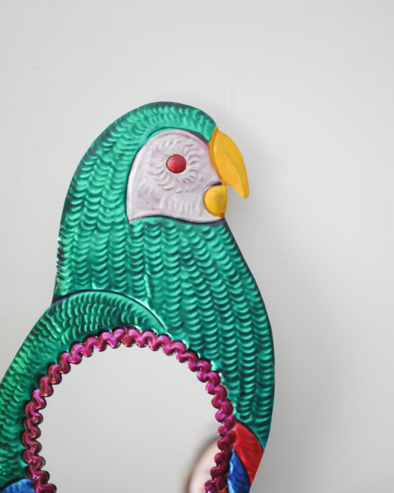 Thumbnail: Mexican Parrot Tin Mirror - Emerald