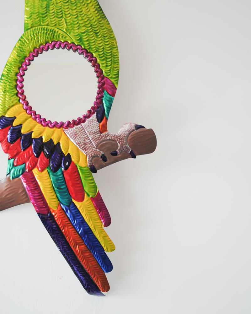 Thumbnail: Mexican Parrot Tin Mirror - Green