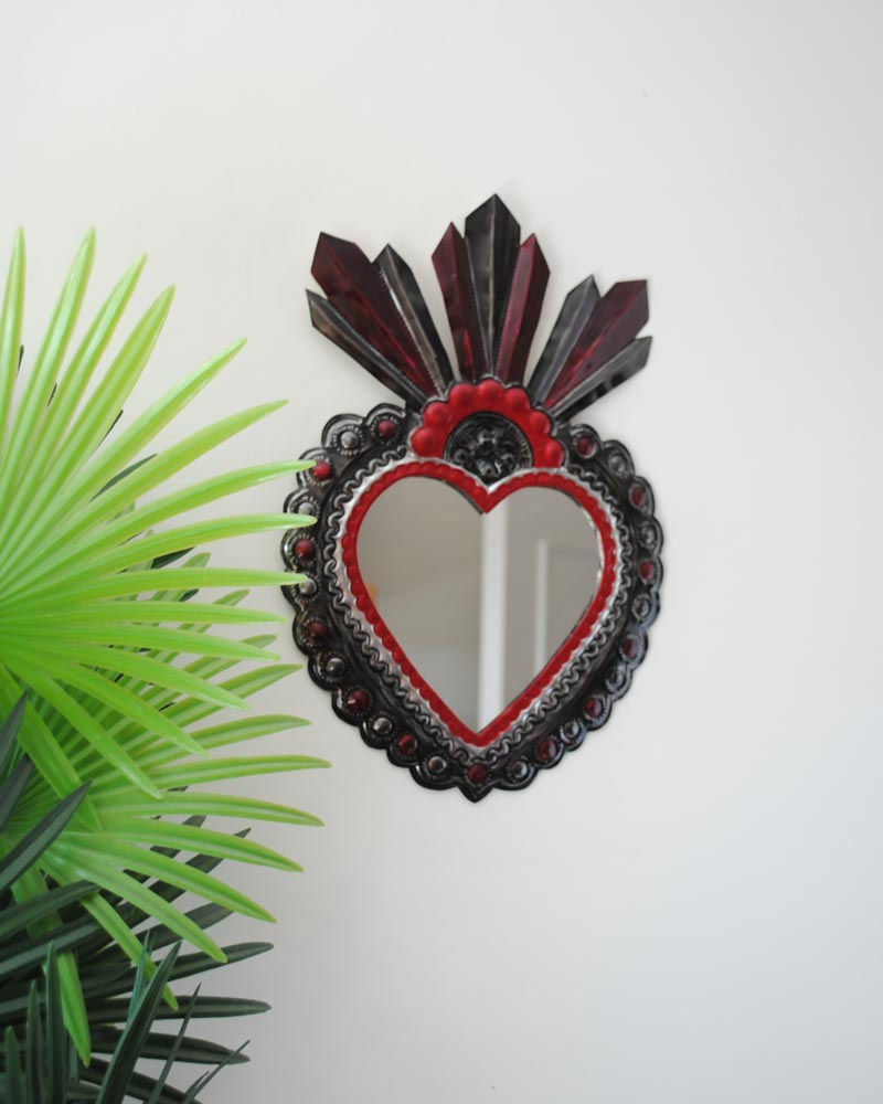 Thumbnail: Mexican Ex Voto Tin Mirror - Black