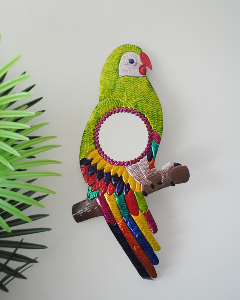 Thumbnail: Mexican Parrot Tin Mirror - Green