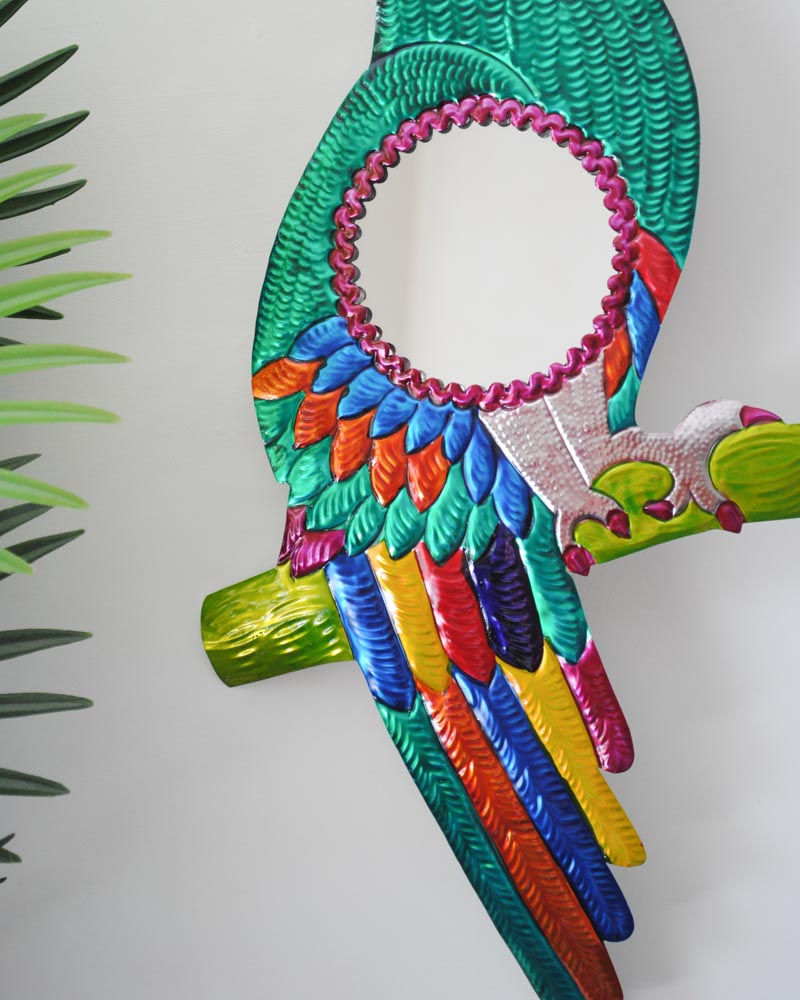 Thumbnail: Mexican Parrot Tin Mirror - Emerald