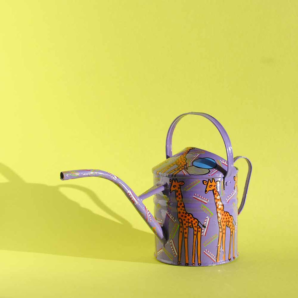 Thumbnail: Medium Enamel Watering Can - Giraffe Purple