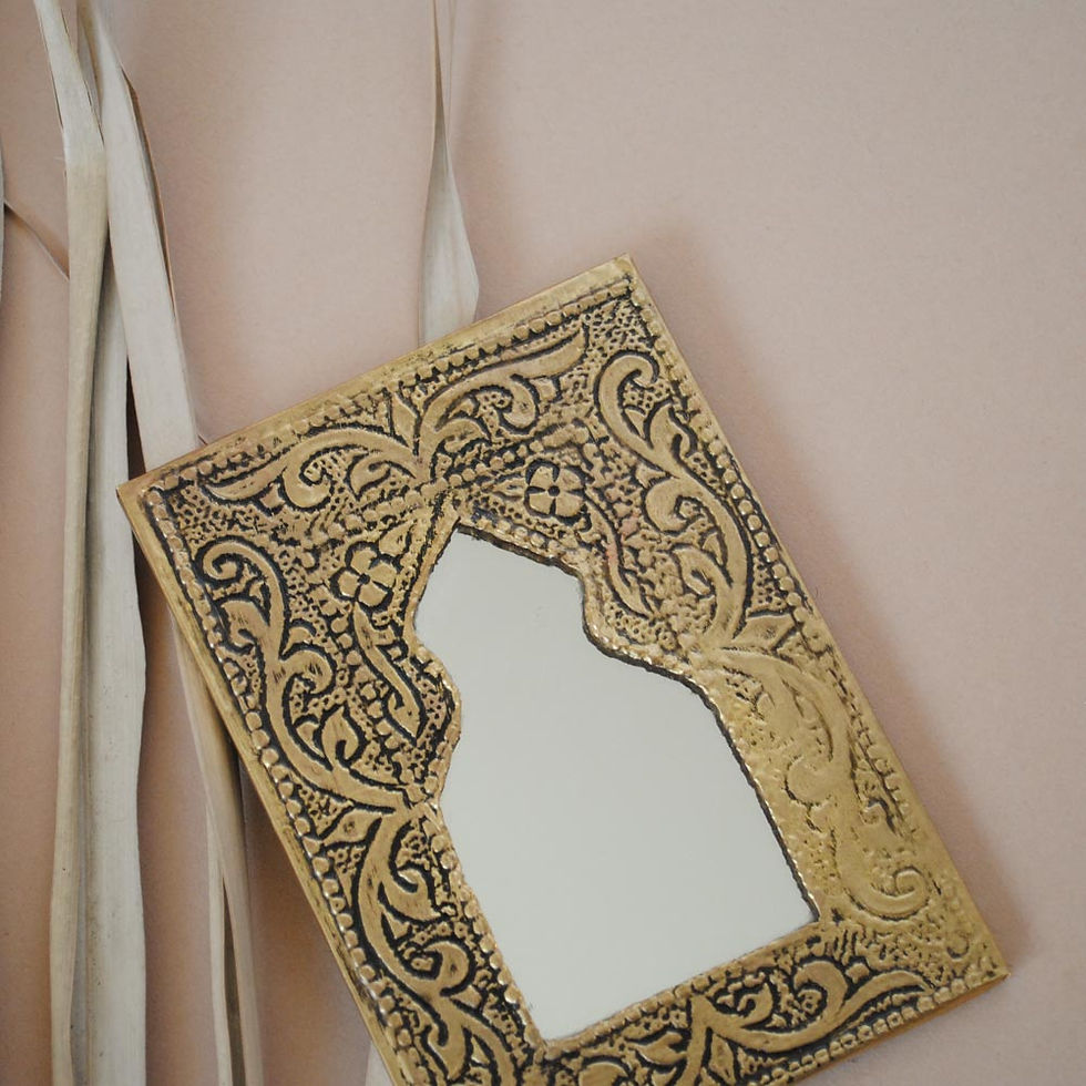 Thumbnail: Small Moroccan Etched Gold Mirror