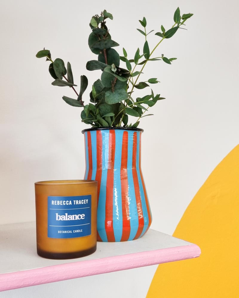 Thumbnail: Enamel Striped Vase - Toffee + Blue