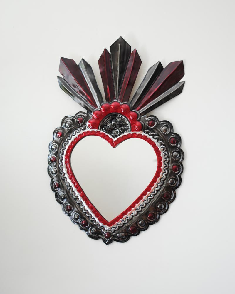 Thumbnail: Mexican Ex Voto Tin Mirror - Black