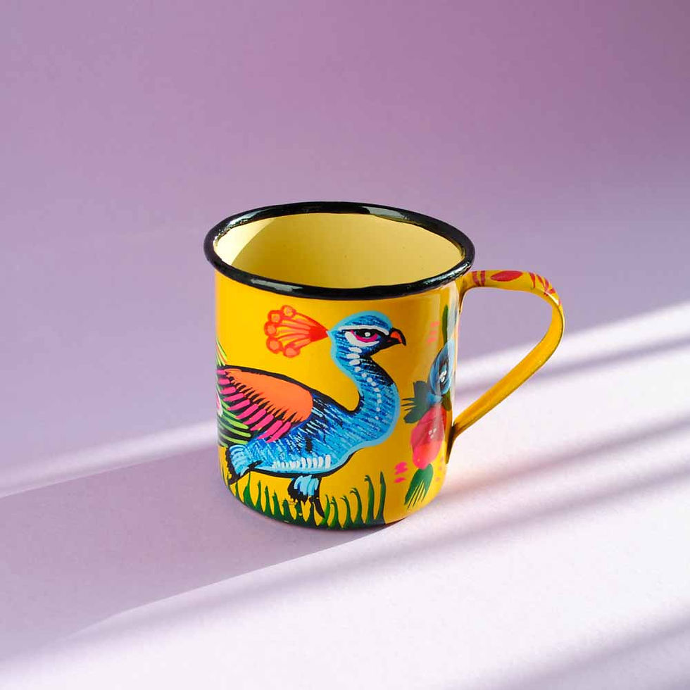 Thumbnail: Enamel Peacock Mug - Yellow