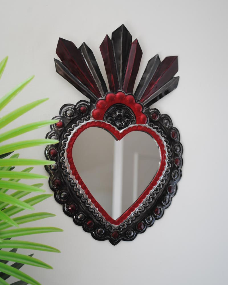 Thumbnail: Mexican Ex Voto Tin Mirror - Black