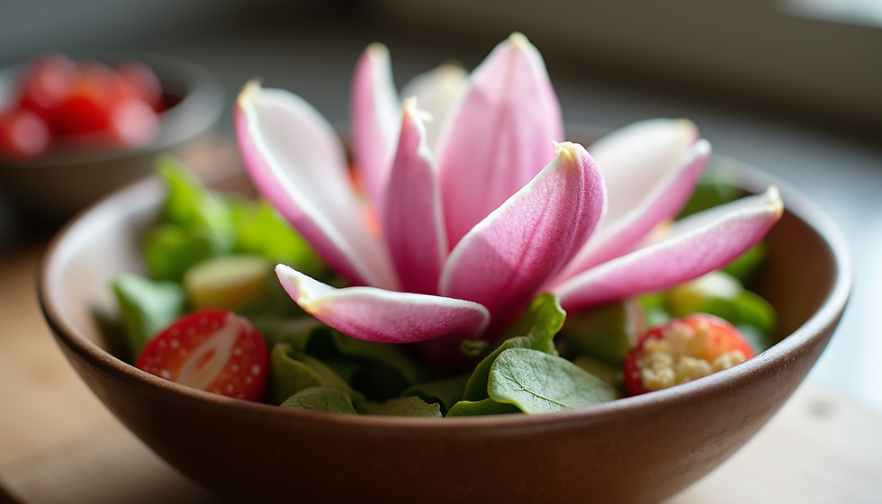 Incorporating Edible Flowers Like Magnolia, Butterfly Pea, Dandelion, Chamomile, and Rose into Your Seasonal Diet