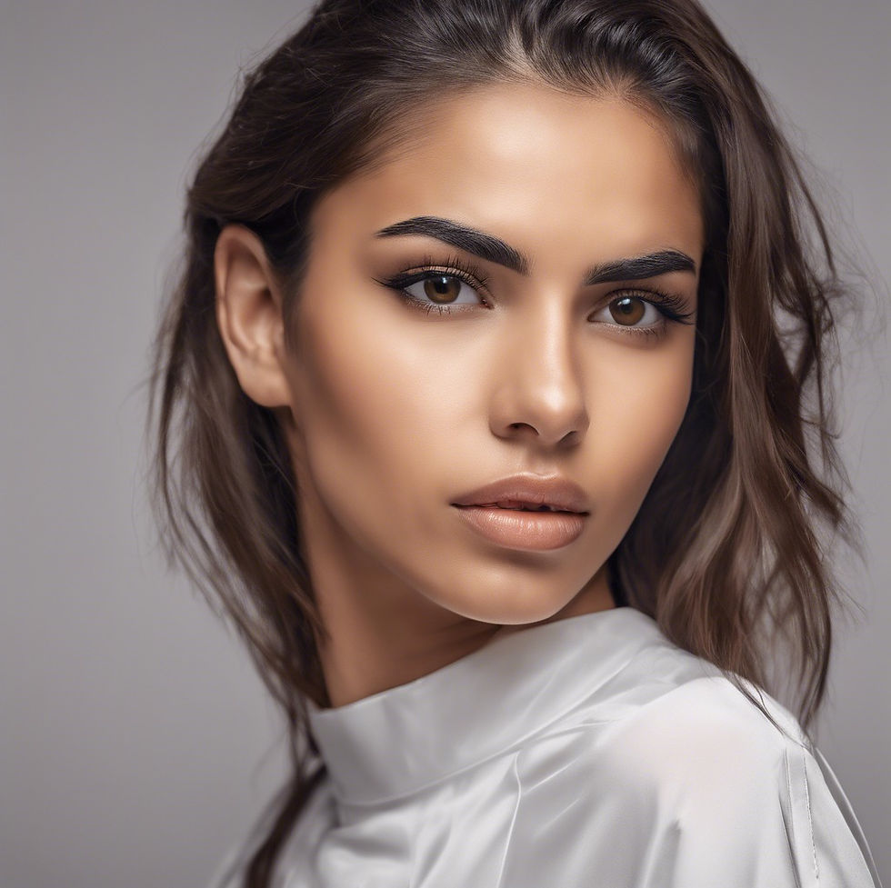 beautiful woman with microblade hybrid brows