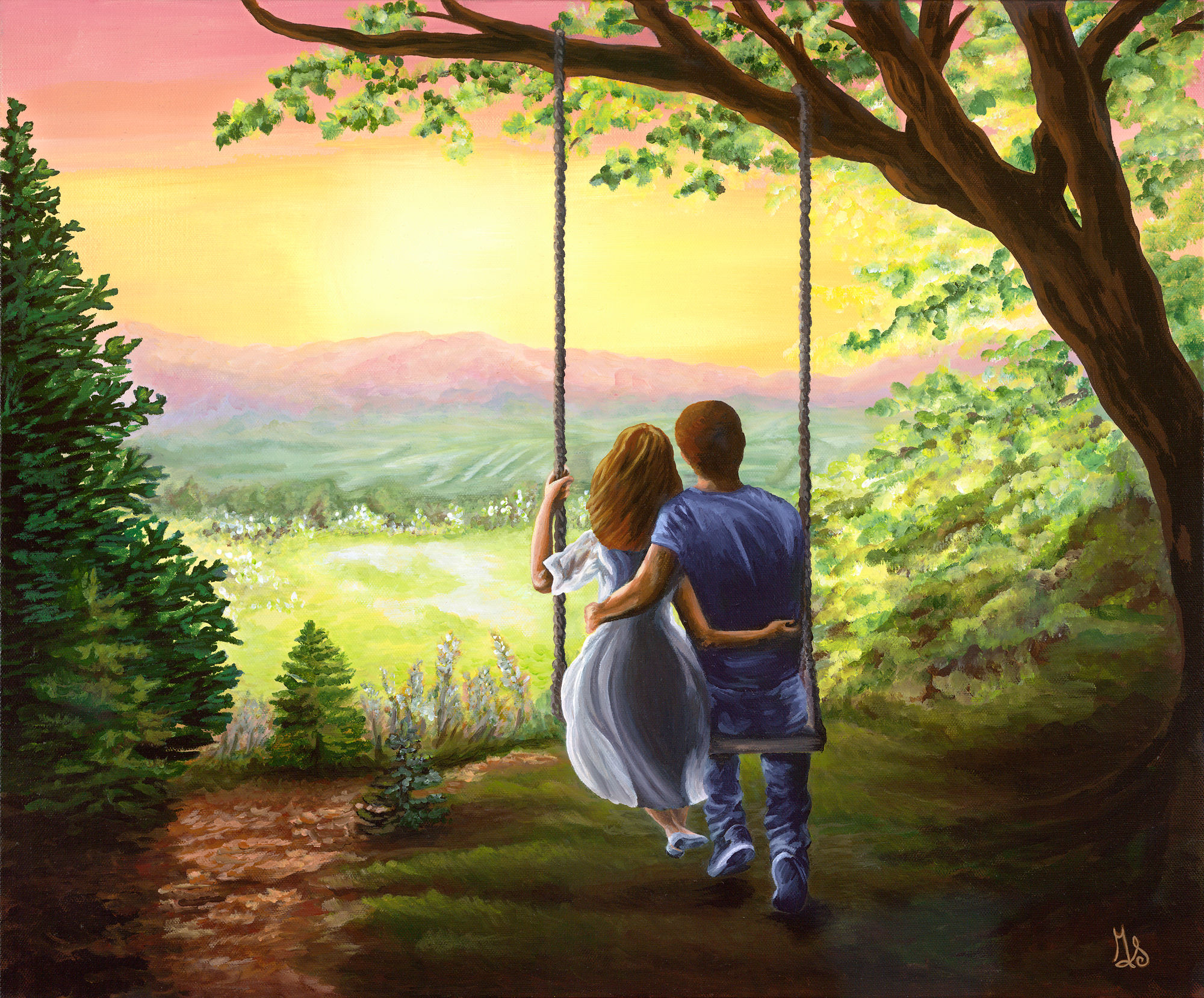 The Forest Swing Stretched Canvas Giclee Print