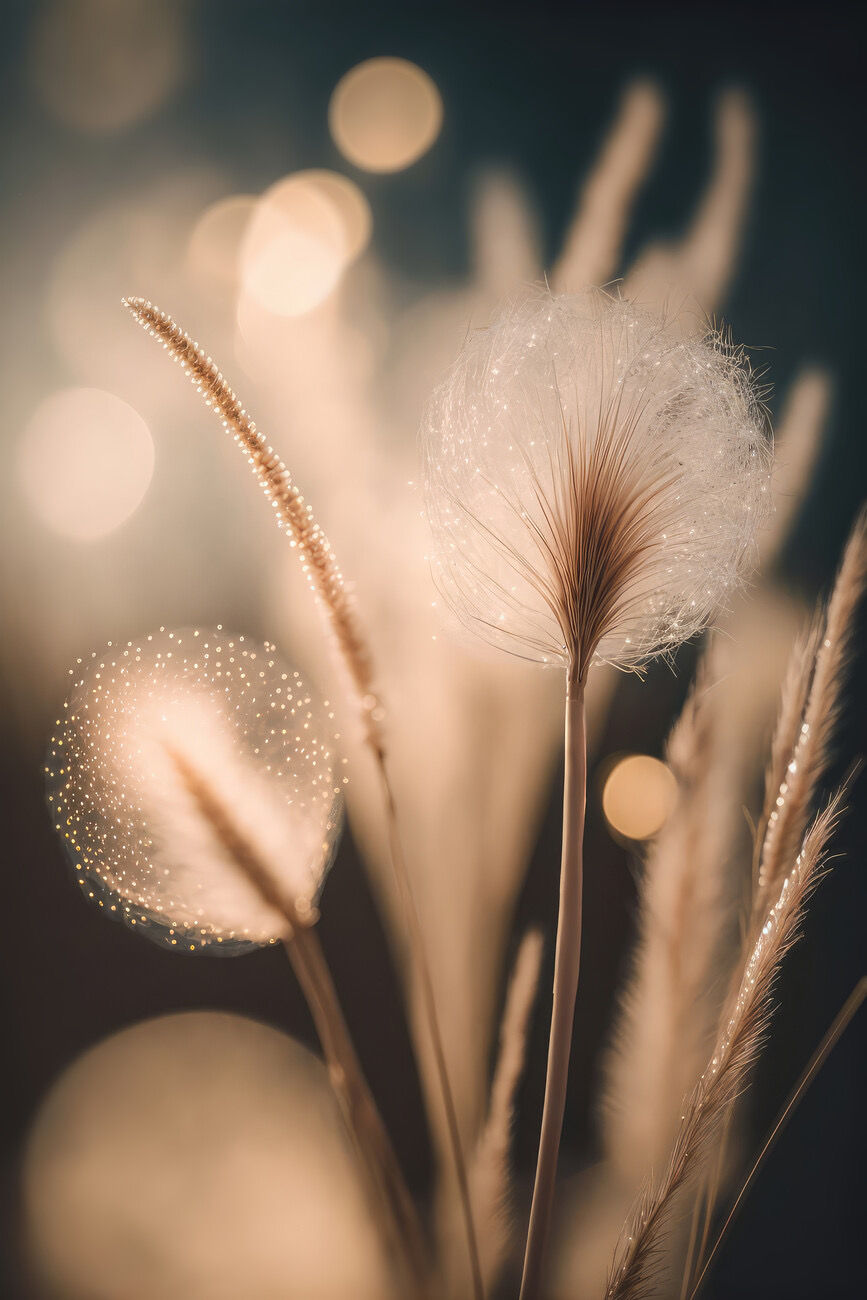 ivory and beige whispy floral decorative