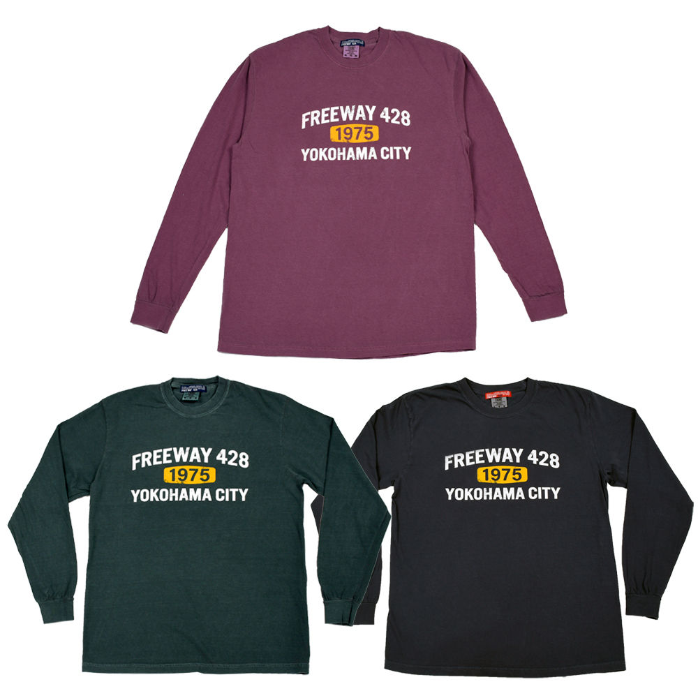 FREEWAY GARMENT DYED VINTAGE PRINT 長袖Tシャツ