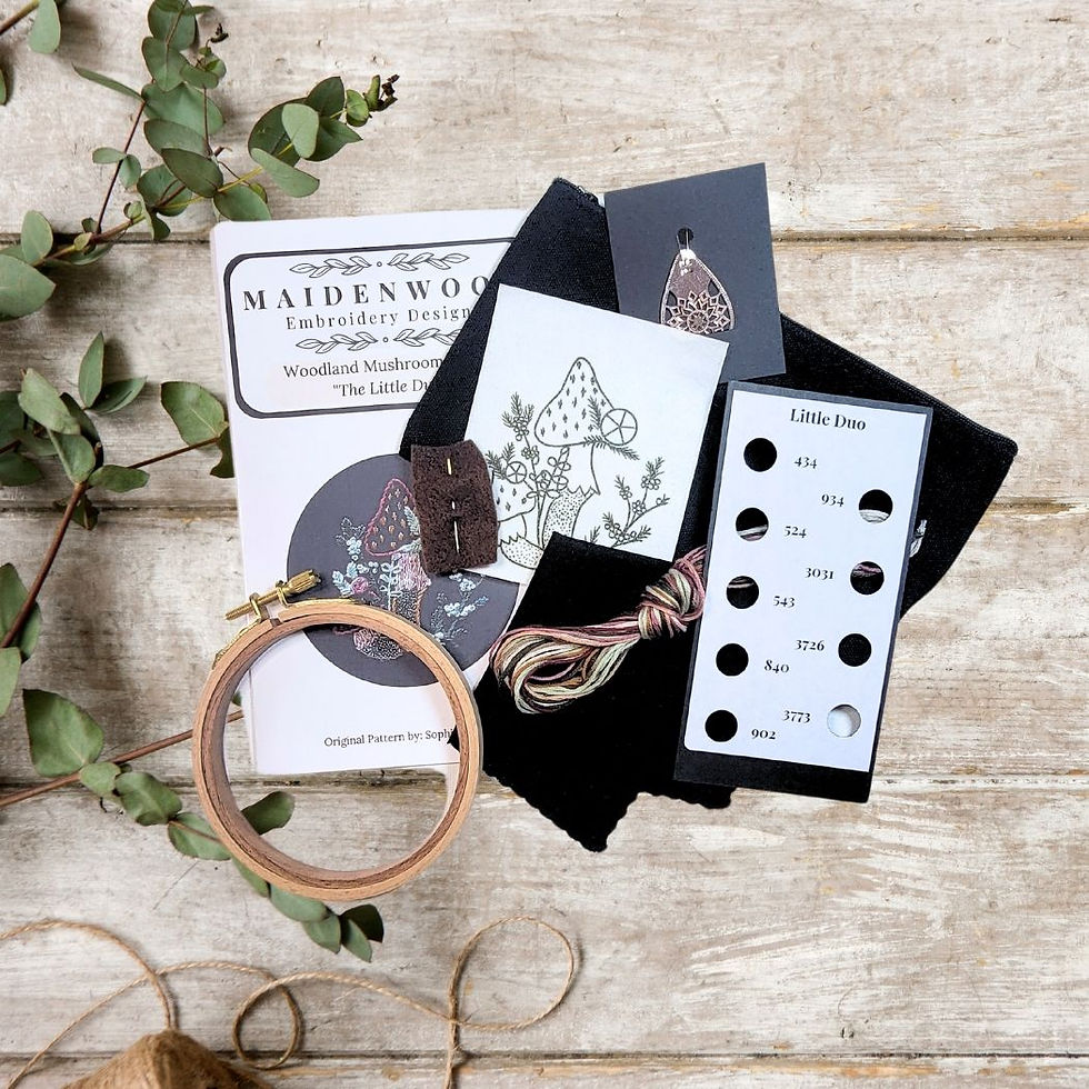Thumbnail: The Little Duo Mushroom Hand Embroidery Kit