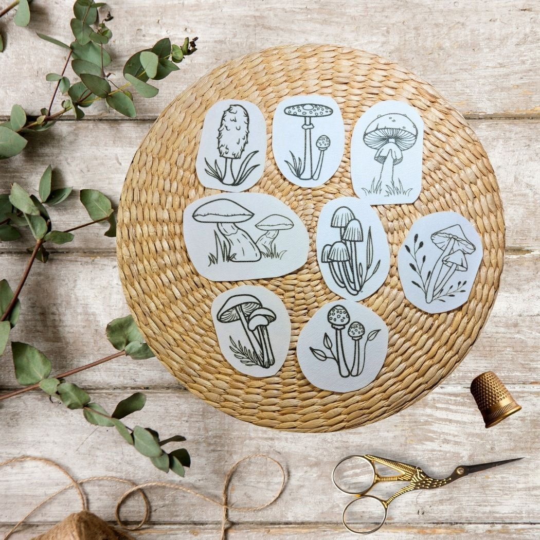 Wild Mushrooms Hand Embroidery Stick and Stitch Patches