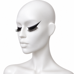 Abstracte make-up for mannequins with smokey eyes and glossy lips