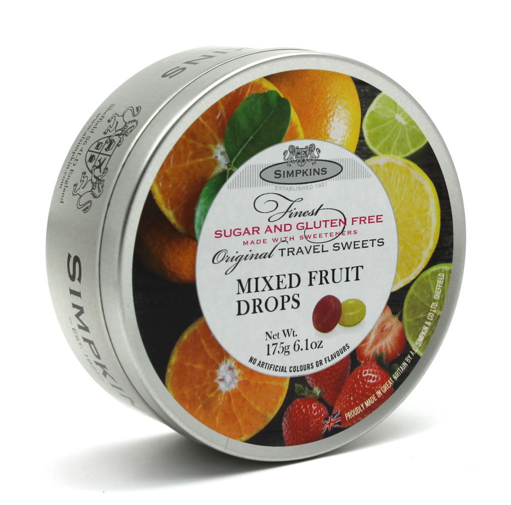Simpkins Sugar Free & Gluten Free Mixed Fruit Travel Sweets Tin