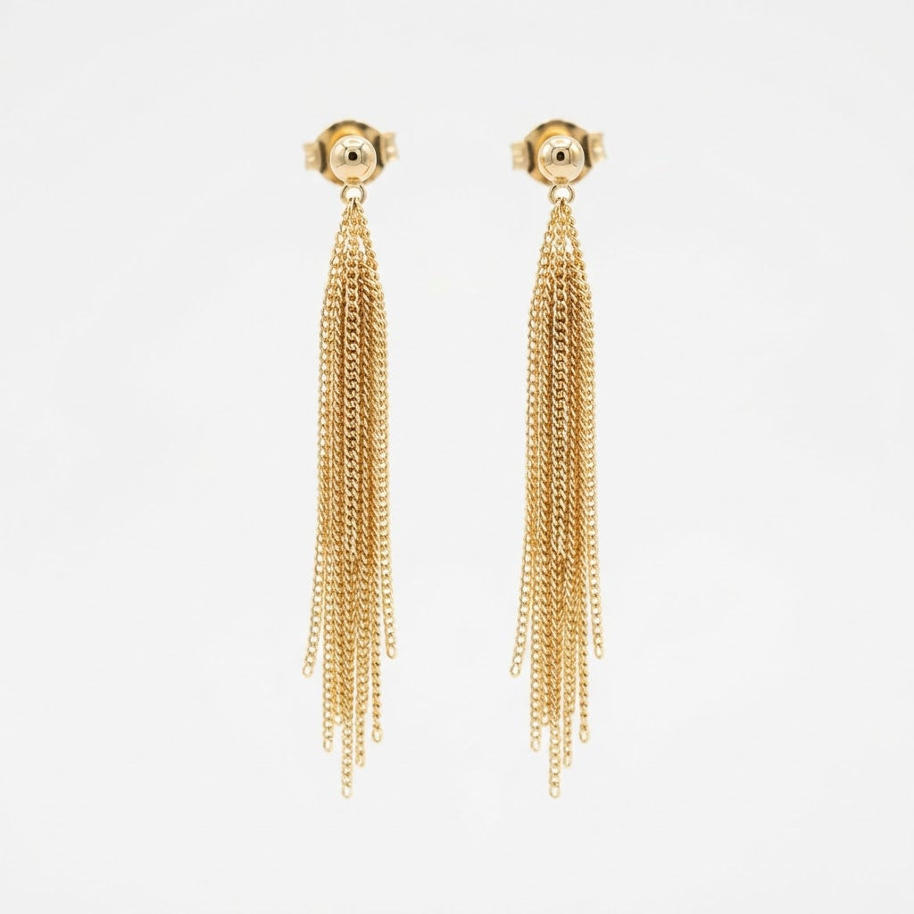 Gold Chain Tassel Earrings