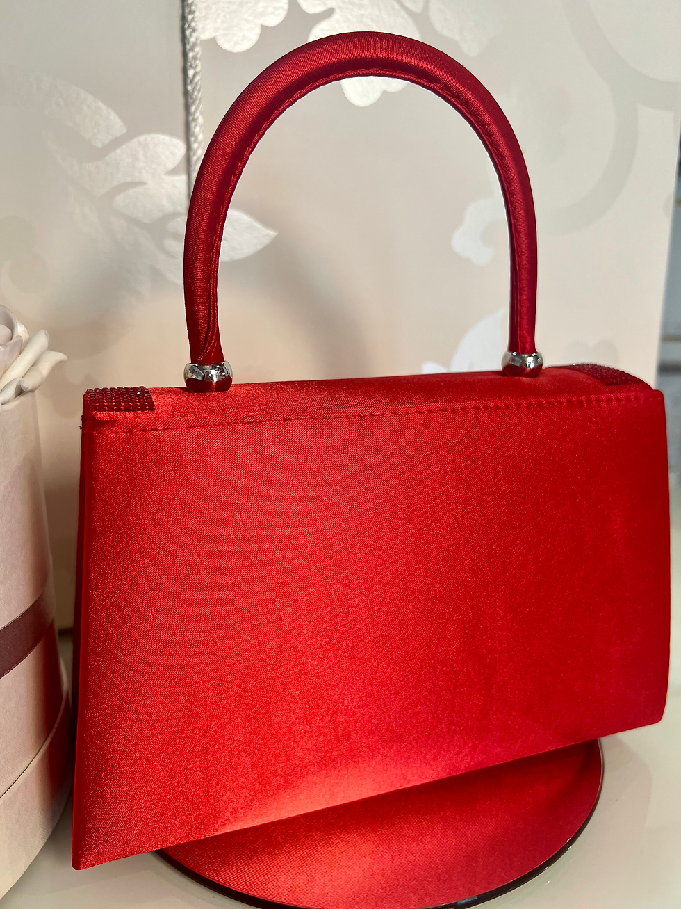 Thumbnail: Red satin diamante detail bag 
