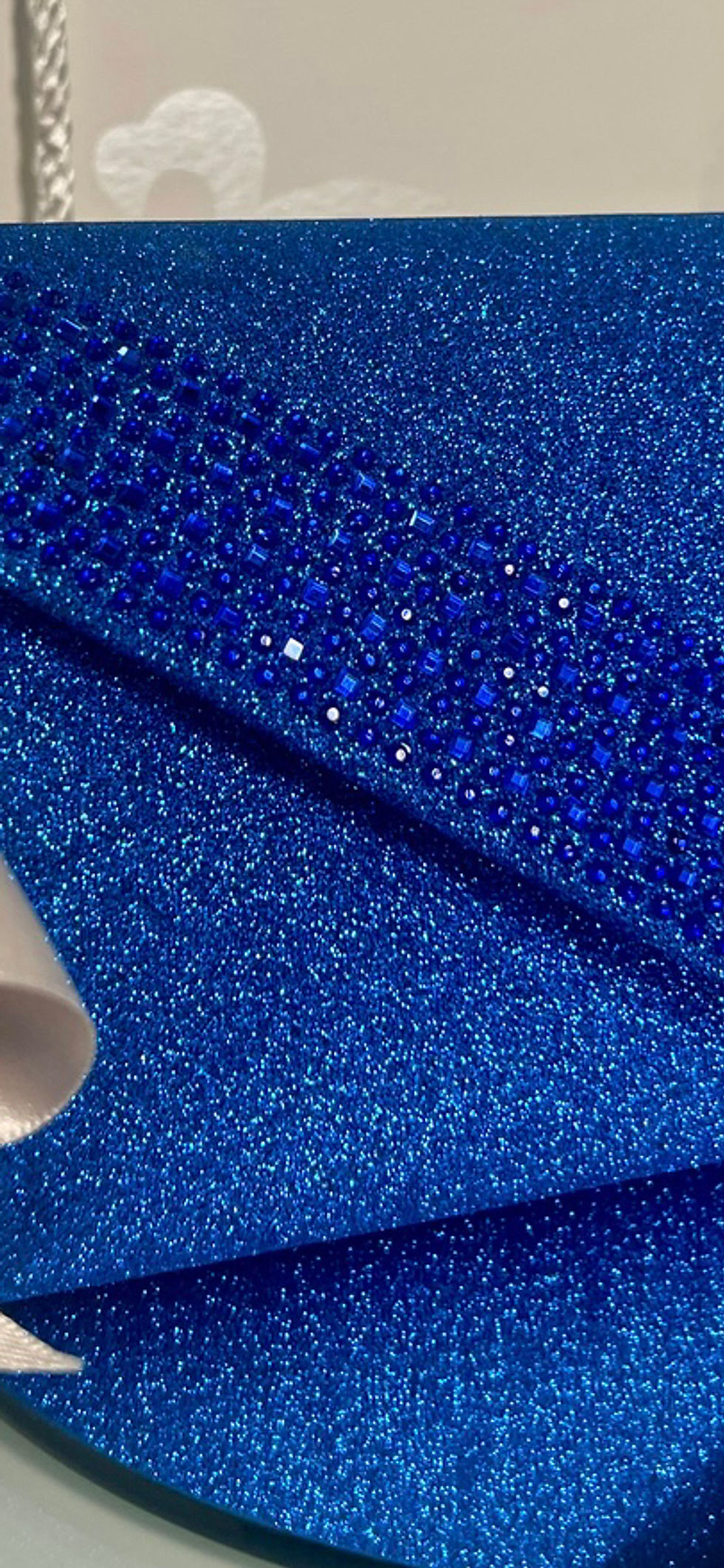 Thumbnail: Blue glitter diamante detail clutch bag 
