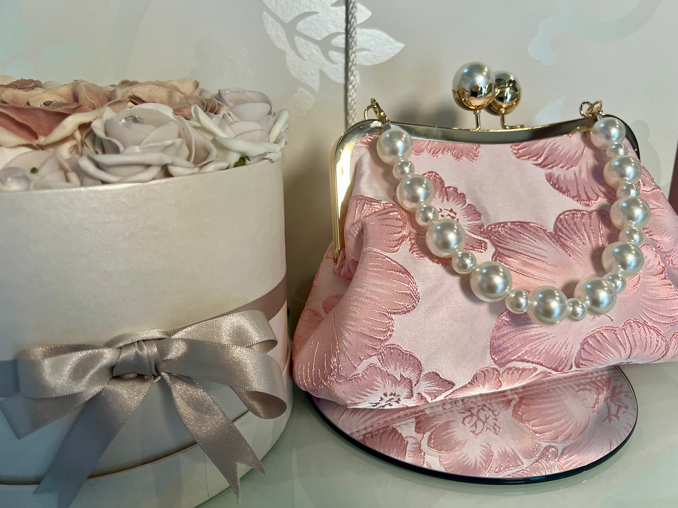 Thumbnail: Pink floral detail large clutch bag 