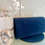 Thumbnail: Navy glitter and suede clutch bag