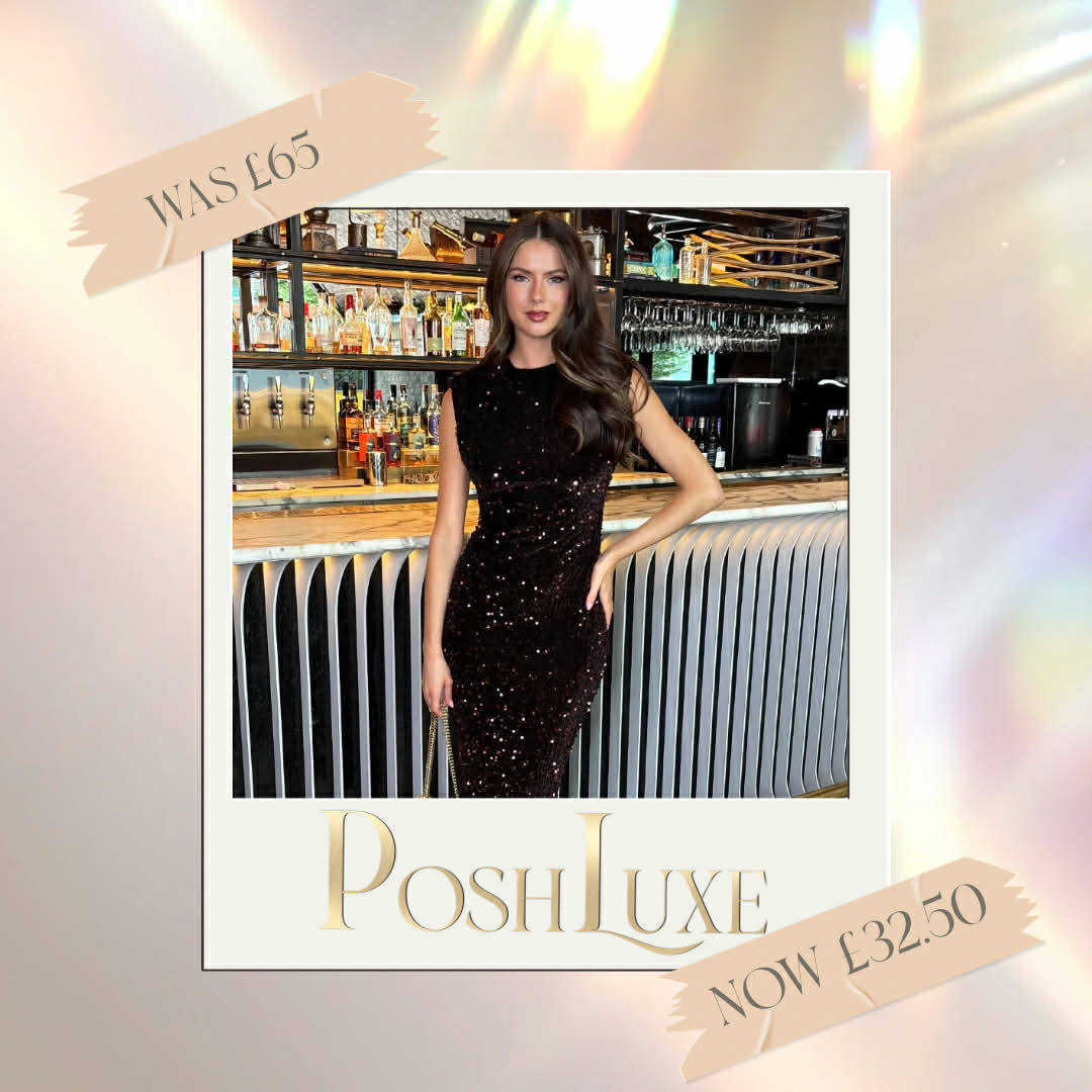 Ella Chocolate Velvet Sequin Midi Dress