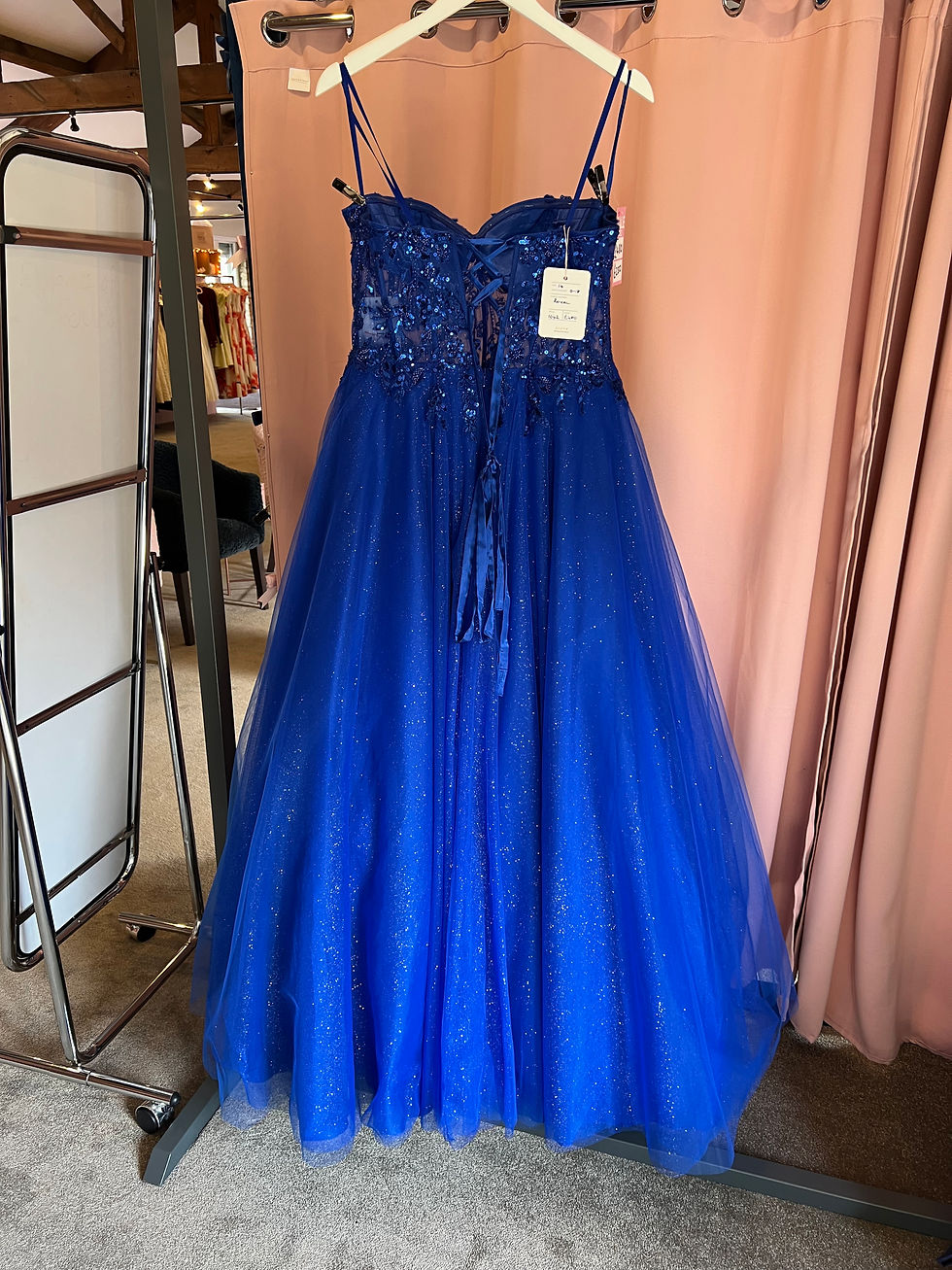 Thumbnail: 1042 royal size 14 prom dress full sparkle skirt and corset back 