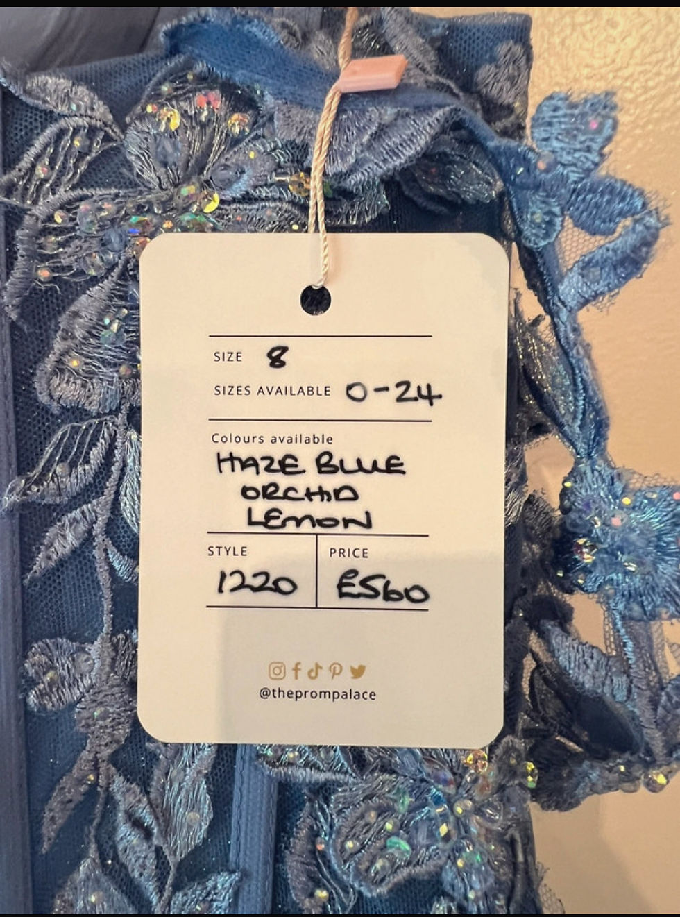 Thumbnail: Haze blue prom dress with pockets size 8 