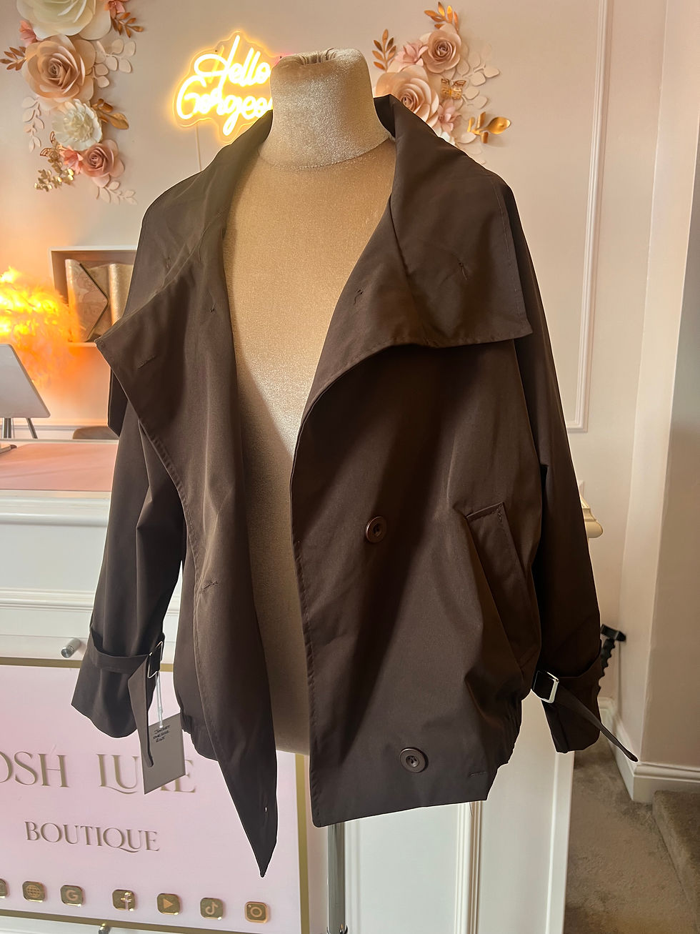 Thumbnail: Trench style jacket in chocolate 