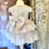 Thumbnail: Champagne & Pink layered skirt flowergirl dress