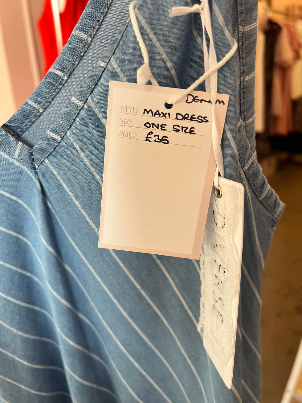Thumbnail: Stripe detail blue and white maxi dress